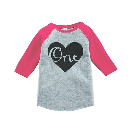 

Custom Party Shop Girls First Birthday Vintage Baseball Tee Grey and Pink