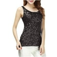 thumbnail image 2 of Tank Tops for Women Sequin Slim Round Neck Tank Top Black 2XL, 2 of 6