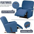 thumbnail image 5 of CHUNTIAN Stretch Recliner Cover, 4-Piece Waterproof Sofa Cover Single Seat Couch Cover Soft Jacquard Recliner Chair Slipcover with Pocket (Silver), 5 of 5