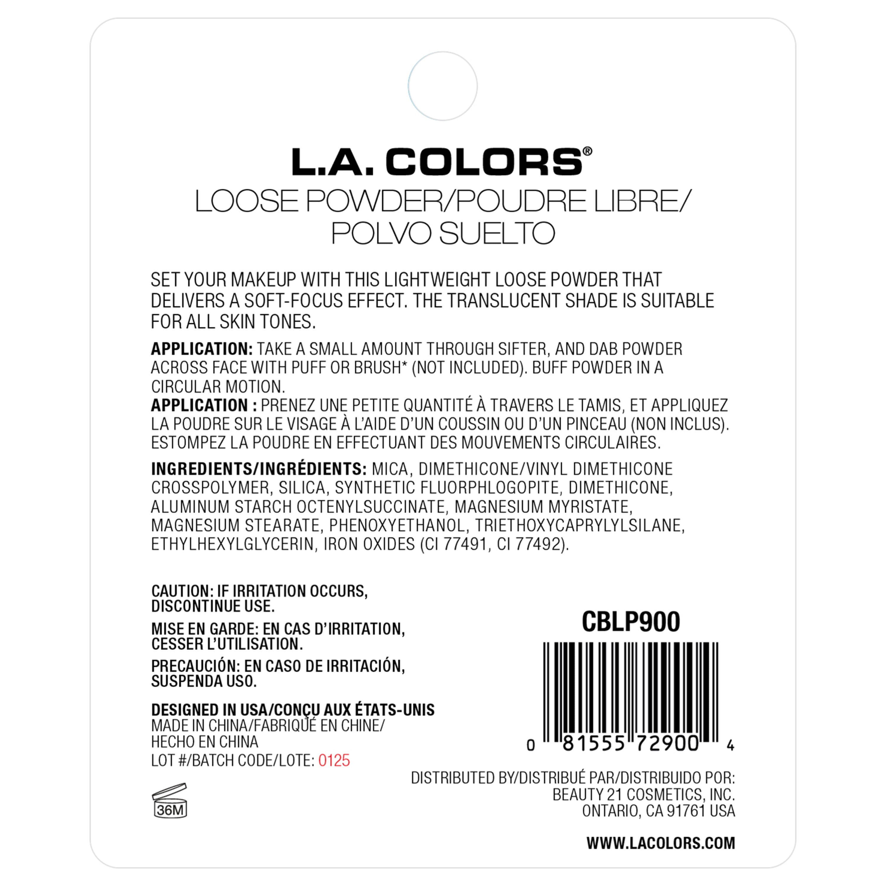 L.A. COLORS Loose Finishing Powder with Mirror & Puff, 0.088 oz