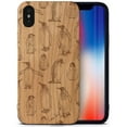 thumbnail image 1 of Case Yard Wooden Case Outside Soft TPU Silicone, Slim Fit Shockproof Wood Protective Phone Cover for Girls Boys Men and Women, Supports Wireless Charging Penguin Pattern Design case for iPhone-X, 1 of 7