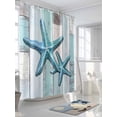 thumbnail image 3 of Fsddascl Teal Blue Starfish Shower Curtain Set - 36" x 78" Washable Bathtub Curtain with 12 Hooks, Summer Beach Coastal Retro Wooden Waterproof Fabric Stall Shower Curtains for Bathroom/Bathtub, 3 of 6