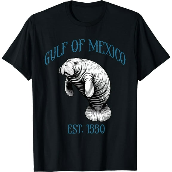 Gulf of Mexico Manatee Est 1550 Florida Souvenir T-Shirt,Black tee