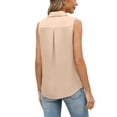 thumbnail image 6 of Womens Silk Satin Sleeveless Button Down Shirts Blouses Solid Casual Loose V Neck Classic Tank Tops for Work Office Comfy Tops Khaki M, 6 of 6