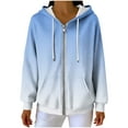 thumbnail image 6 of Fleece Pullover Women's Gradient Print Hooded Sweatshirt, Drawstring Zip Up Hoodie with Pockets, Casual Winter Fleece Lined Warm Comfy Soft Sweatshirts Hoodie Jacket, 6 of 9