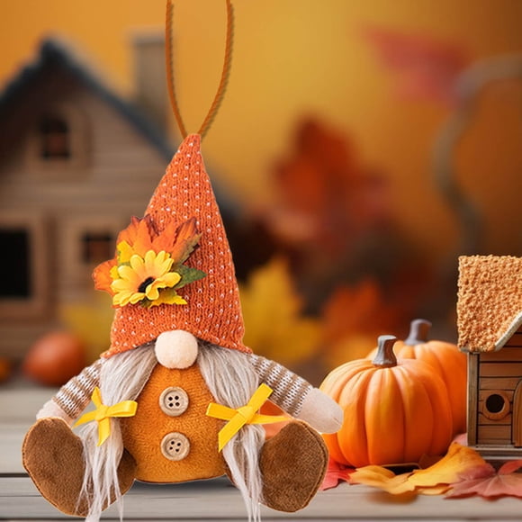 Adorno de Gnomo de Acción de Gracias, Diseño de Duende con Gorro de Punto, Decoración Navideña Caprichosa, Versátil para Árbol o Repisa, Encanto de Temporada para Acción de Gracias y Navidad, Tamaño
