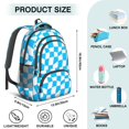 thumbnail image 5 of Cyan and White Wavy Checkered Pattern Backpack for School, Cute School Bag with Adjustable Shoulder Straps and Padded Back, 16.9"x12.6"x5.9", 5 of 5