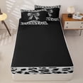 thumbnail image 4 of Erosebridal Chic Leopard Bow Zipper Twin Comforter Sets with Fitted Sheet and 2 Pillowcases,Gray Cheetah Animal Print Zipper Bedding Set For Girls,Black Reversible,4-Piece, 4 of 7