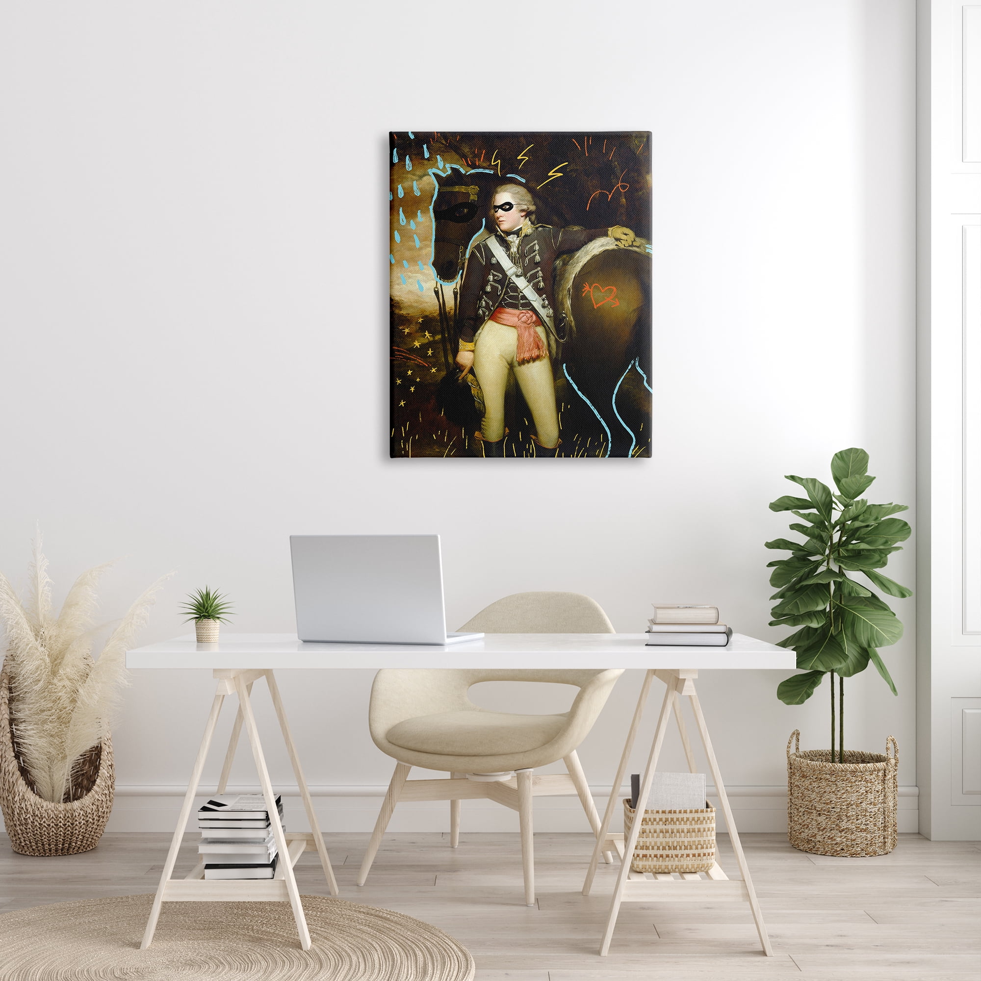 Stupell Industries Traditional Abstraction Presidential Masked Horse Animals & Insects Painting Gallery Wrapped Canvas Print Wall Art, 30 x 40