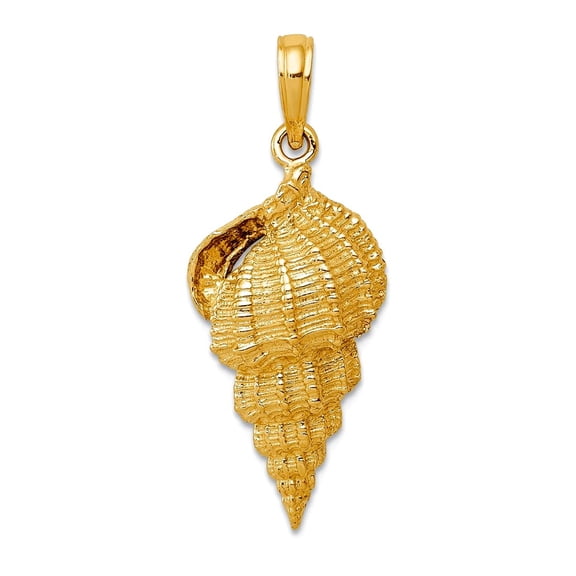 11mm 10k Solid Yellow Gold Conch Shell Pendant Necklace Pendant for Women - 2.1 Grams