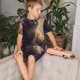 thumbnail image 4 of Balery Purple Flower Lazy Cat Conjunto de Pijama Infantil de Manga Corta con Estampado – Ropa de Dormir de Algodón Suave-XX-Large, 4 of 6