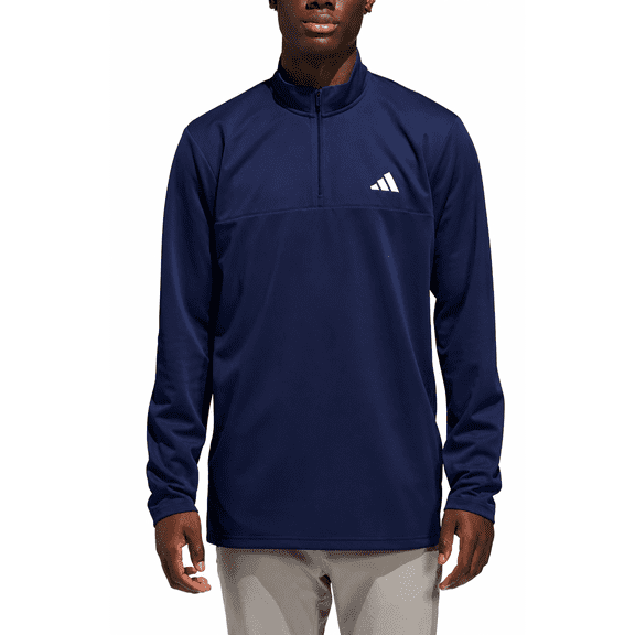 adidas Men's Long Sleeve Quarter Zip Pullover (Blue, Large)