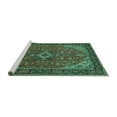 thumbnail image 2 of Ahgly Company Machine Washable Indoor Rectangle Medallion Turquoise Blue Traditional Area Rugs, 6' x 9', 2 of 4
