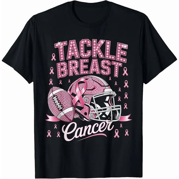 Tackle Breast Cancer Awareness American Football Pink Ribbon T-Shirt
