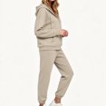 thumbnail image 6 of Women 2 Piece Outfits Sweatsuit Full Zip Hooded Sweatshirt Jacket Jogger Pants Casual Loose Tracksuit Set with Pockets for Workout Jogging Daily Street Going‑out Wear Beige XXL, 6 of 9