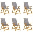 thumbnail image 3 of vidaXL Folding Patio Chairs 6 pcs with Cushions Solid Acacia Wood, 3 of 8