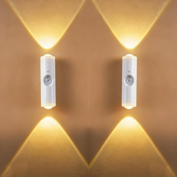 SONGAUN Motion Sensor Wall Light (2 Pack) 7 Colors 9 Model 3 Sensing Modes USB Charging Wireless Wall Sconces Brightness Adjustable Wall Lamps Night Light for Home Decor Best Gift (White)