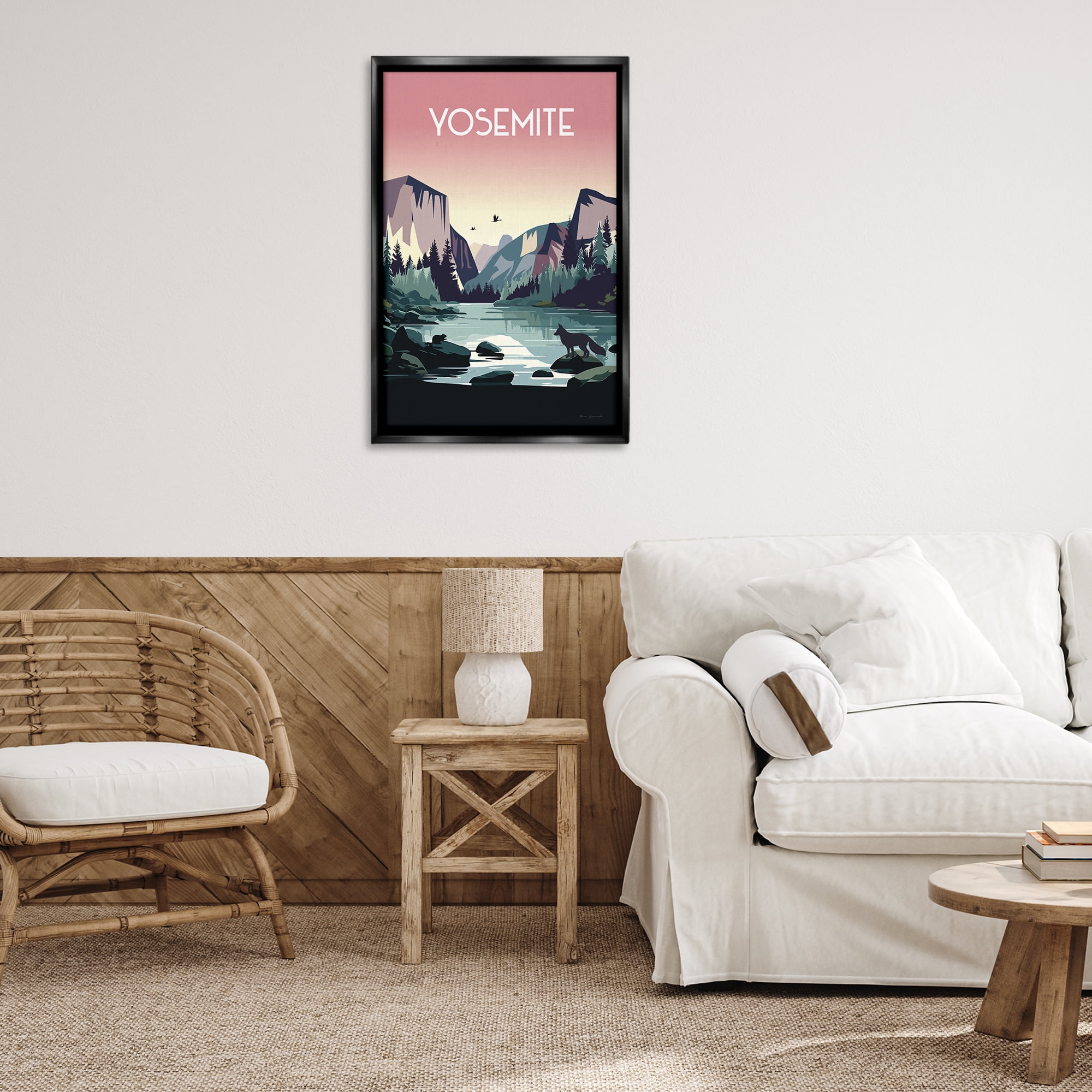 Stupell Industries Yosemite Landmark View Landscape & Nature Painting Black Floater Framed Canvas Art Print Wall Art, 21 x 31