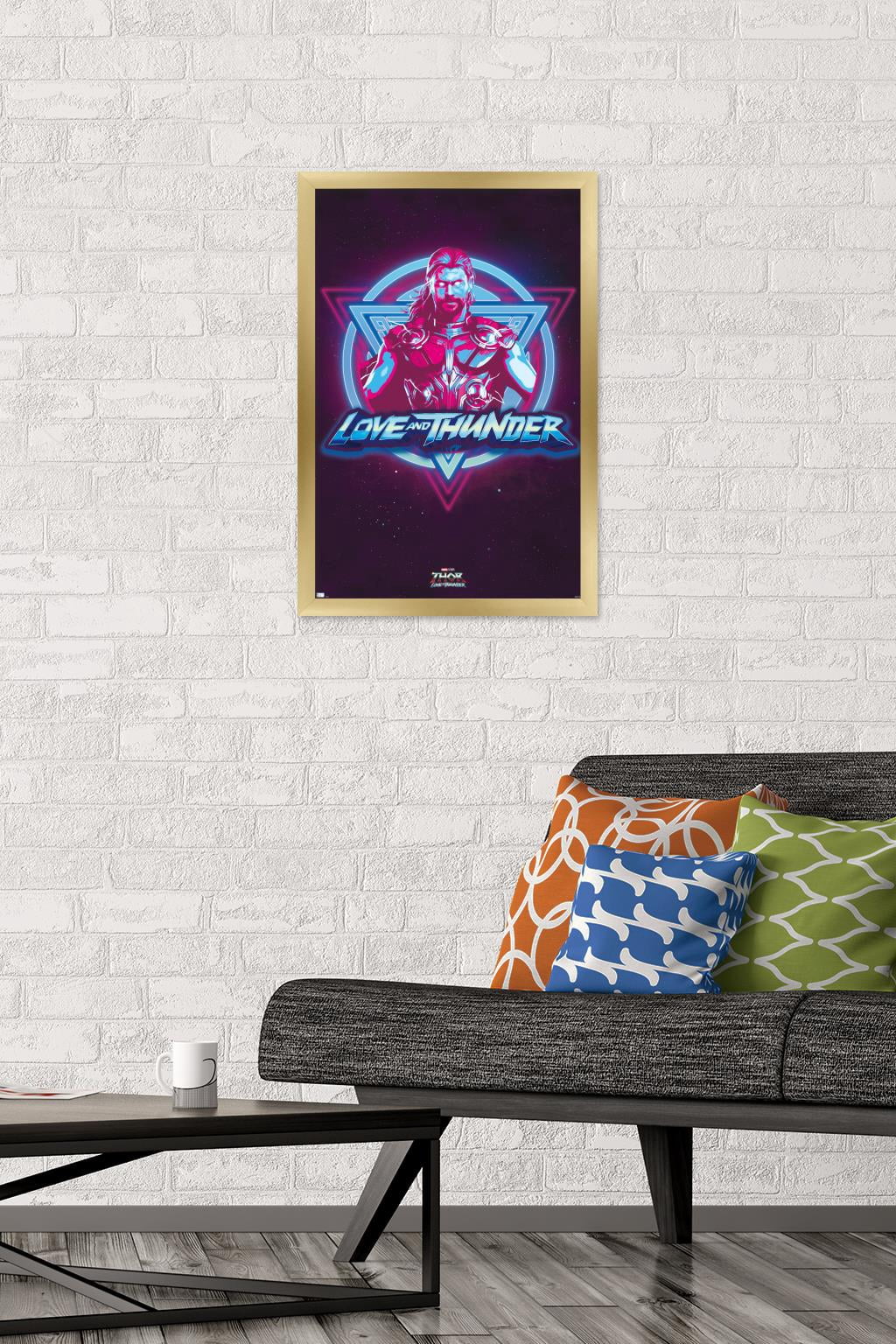 Marvel Thor: Love and Thunder - Vaporwave Wall Poster, 14.725" x 22.375" Framed