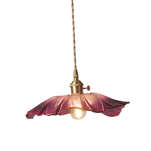 Lámpara colgante moderna pequeña lámpara colgante lámpara colgante de cristal con forma de flor para Púrpura Rojo Grande