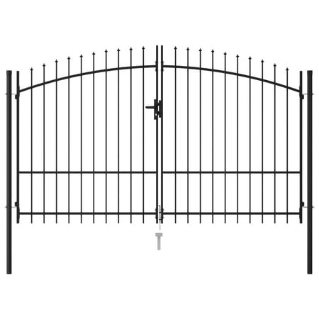 Charmma Fence Gate Double Door with Spike Top Steel 9.8'x6.6' Black