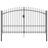 Charmma Fence Gate Double Door with Spike Top Steel 9.8'x6.6' Black
