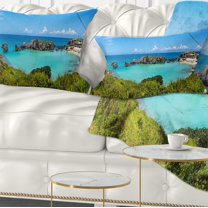 Designart Tobacco Bay Panorama - Landscape Printed Throw Pillow - 12x20