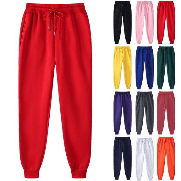 Liuinsasek Men's Padded Sweatpants Athletic Gym Drawstring Elastic Waistband Solid Color Joggers Basic Pockets