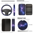 thumbnail image 5 of Uorisanigo Galaxy Print Seat Cover Full Set Universal Headrest Covers with Steering Wheel Covers,Center Console Pad Cover,Seat Belt Shoulder Pads,Handbrake Protector,Keychain,Cup Coasters-18 Pack, 5 of 7