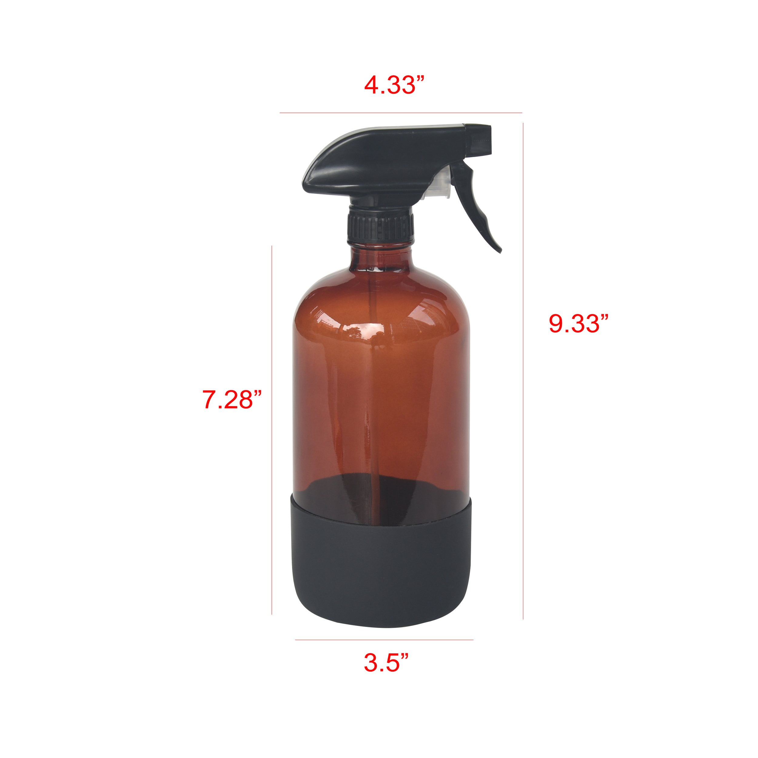 (3 pack) Better Homes and Gardens Amber Reuseable Glass Spray Bottle with Rubber Bottom, 24 oz.