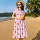 thumbnail image 4 of Disketp Strawberry Floral para Vestido de Manga Corta para Mujeres, Vestidos de Verano para Mujeres, Casual y Holgado para la Playa, 4 of 6