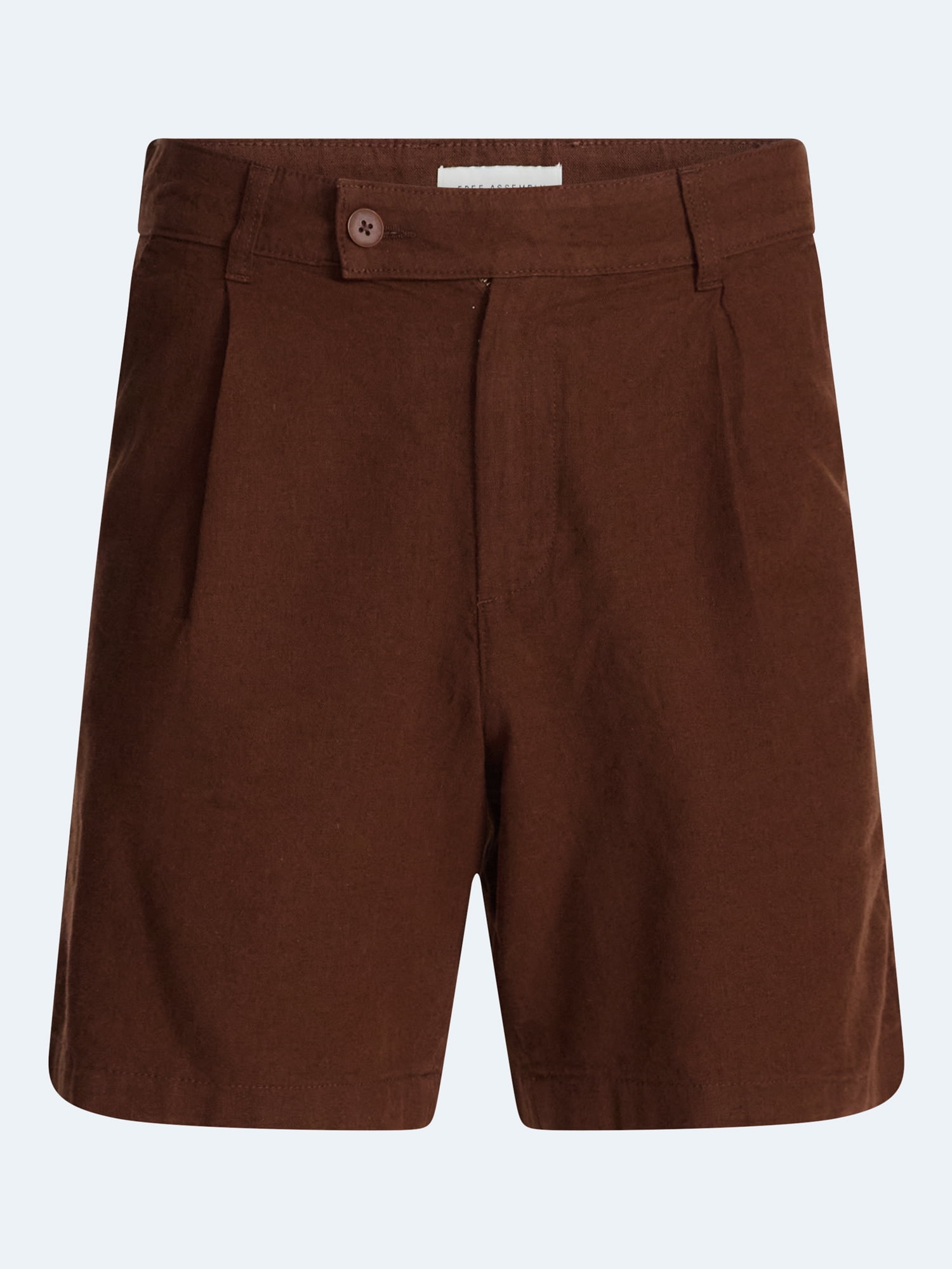 Free Assembly Men's Linen Blend Pleated Shorts, 7.75" Inseam Sizes 30-40