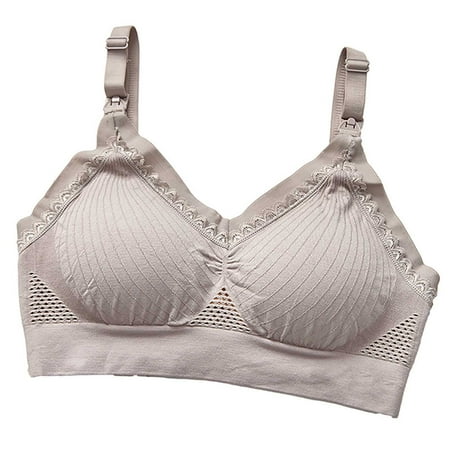 

Maternity Seamless Breastfeeding Bras Lace No Underwire Nursing Bras Solid Front Buckle Underwear
