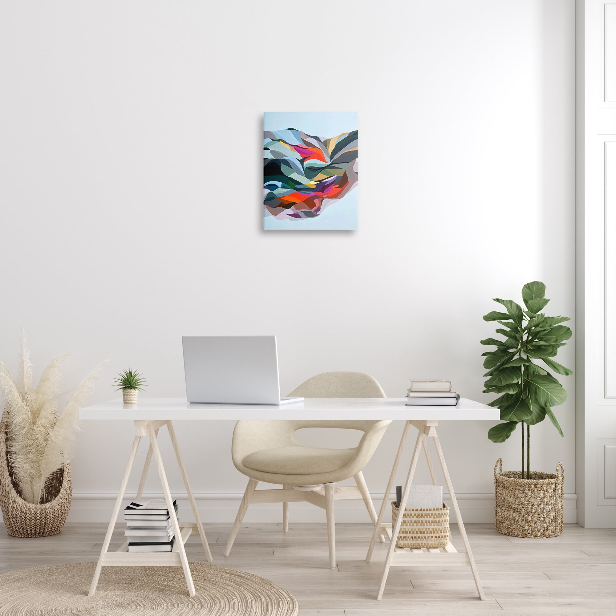 Stupell Industries Alternating Geometric Shapes Abstract Painting Gallery Wrapped Canvas Art Print Wall Art, 16 x 20