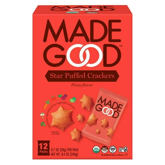 MadeGood Star Puffed Pizza Flavor Crackers 12 - 0.7 oz Packs