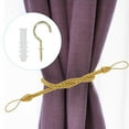 thumbnail image 6 of Uxcell Curtain Tiebacks Ropes, 4 Pack Braided Curtain Tie Backs with Screw Hooks & Bolts, Gold Yellow, 6 of 6