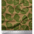 thumbnail image 1 of Soimoi Brown Cotton Duck Fabric Green Paisley Printed Fabric 1 Yard 56 Inch Wide, 1 of 1