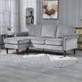 thumbnail image 2 of HOMCOM Convertible Sectional Sofa with Reversible Chaise Lounge Wood Legs, 2 of 10