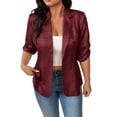 thumbnail image 1 of Wensltd Vestes à Manches Longues pour Femmes Automne Haut Décontracté Couleur Unie Design Simple Coupe Ample Léger Blouses Habillées Rouges TG, 1 of 9