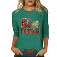 thumbnail image 1 of ZVAVZ Hauts pour Femmes Été 2025, Chemises de Football Rugby pour Femmes Manches 3/4 Col Rond Tuniques T-Shirts Jour de Match Y2K Hauts Décontractés Chemises en Solde Vert 2TG, 1 of 4