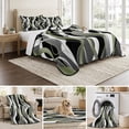 thumbnail image 6 of King Quilt Set 96''x106'', Sage Green Stripe Lightweight Bedspread Coverlet Set with 2 Pillow Shams, Grey White Geometric Modern Abstract Breathable All Season Quilt Bedding for Bedroom/Guest Room, 6 of 9