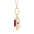 thumbnail image 2 of Angara Natural 2 ct Ruby Pendant Necklace for Women in 14K Yellow Gold – July Birthstone Jewelry | Oval Ruby Pendant with Floral Diamond Halo, 2 of 9