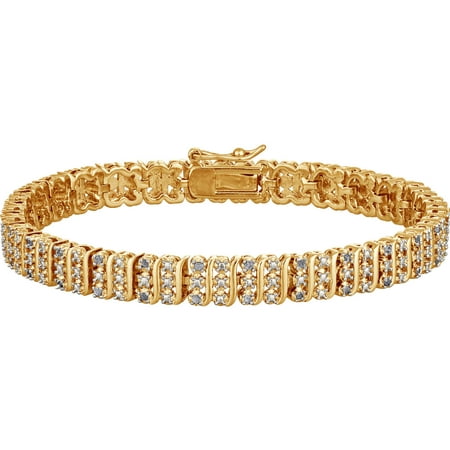 Gold Plated Diamond Accent Swirl Bracelet, 7
