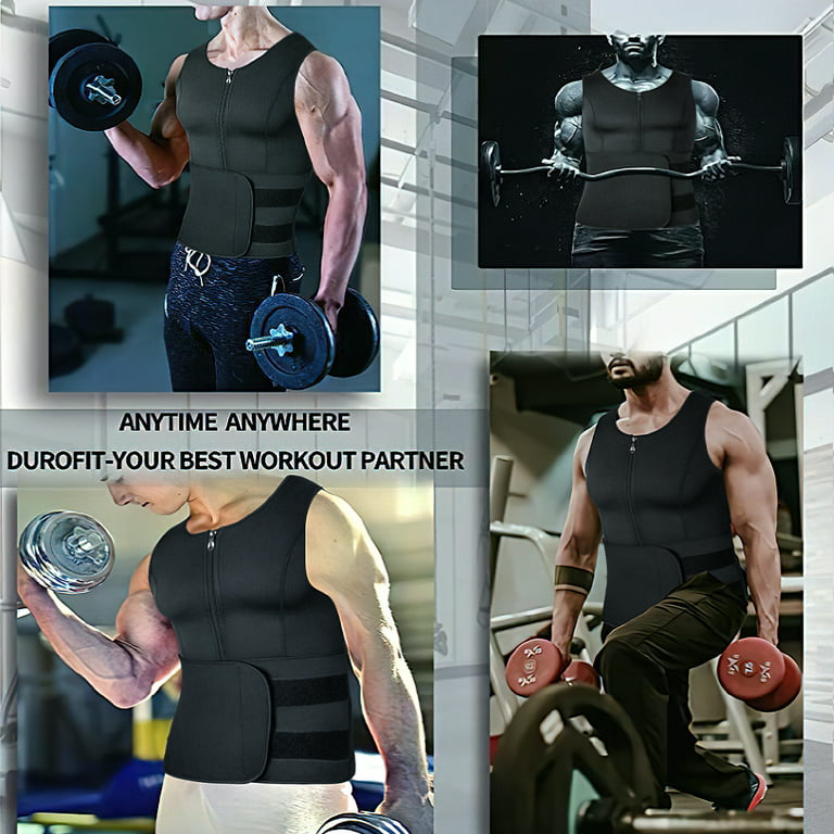 QRIC Mens Sweat Sauna Vest for Waist Trainer Zipper Neoprene Tank Top Body  Shaper Adjustable Workout Sauna Suit 