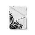 thumbnail image 2 of Pirate Ship Soft Flannel Fleece Throw Blanket, Nautical Line Art Style Illustration with Vintage Sailboat on Exotic Waters, Cozy Plush for Indoor and Outdoor Use, 60" x 80", Black White, by Ambesonne, 2 of 6