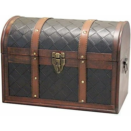 Wooden Leather Treasure Chest Vintage Trunk, Small Storage Chest, Mini Memory Suitcase Storage Box, Keepsake Box, Pirate Decor Chest$$Home Decor, Kitchen, & Other