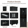 thumbnail image 6 of 5-Tier Tall Storage Cabinet with Laundry Basket, Drawer & Adjustable Shelves, Bathroom Cabinet Floor Cabinet with Doors for Living Room, Bathroom, Black, 6 of 9