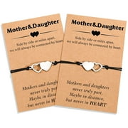Mother Daughter Bracelets Set for 2/3, Matching Heart Wish Bracelets for Women Girls Mothers Day Christmas Gifts for Mom Daughters