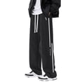 thumbnail image 3 of Mens Sweatpants Baggy Straight Leg Wide Pants Relaxed Fit Spring Fall Casual Streetwear Trousers Droopy Feel Black L, 3 of 10