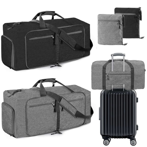 Spencer 85L Travel Duffel Bag for Men, 27" Extra Large Sport Duffle Bag Foldable Weekender Bag with Shoes Compartment, Overnight Carry on Bag Waterproof & Tear Resistant, Gray